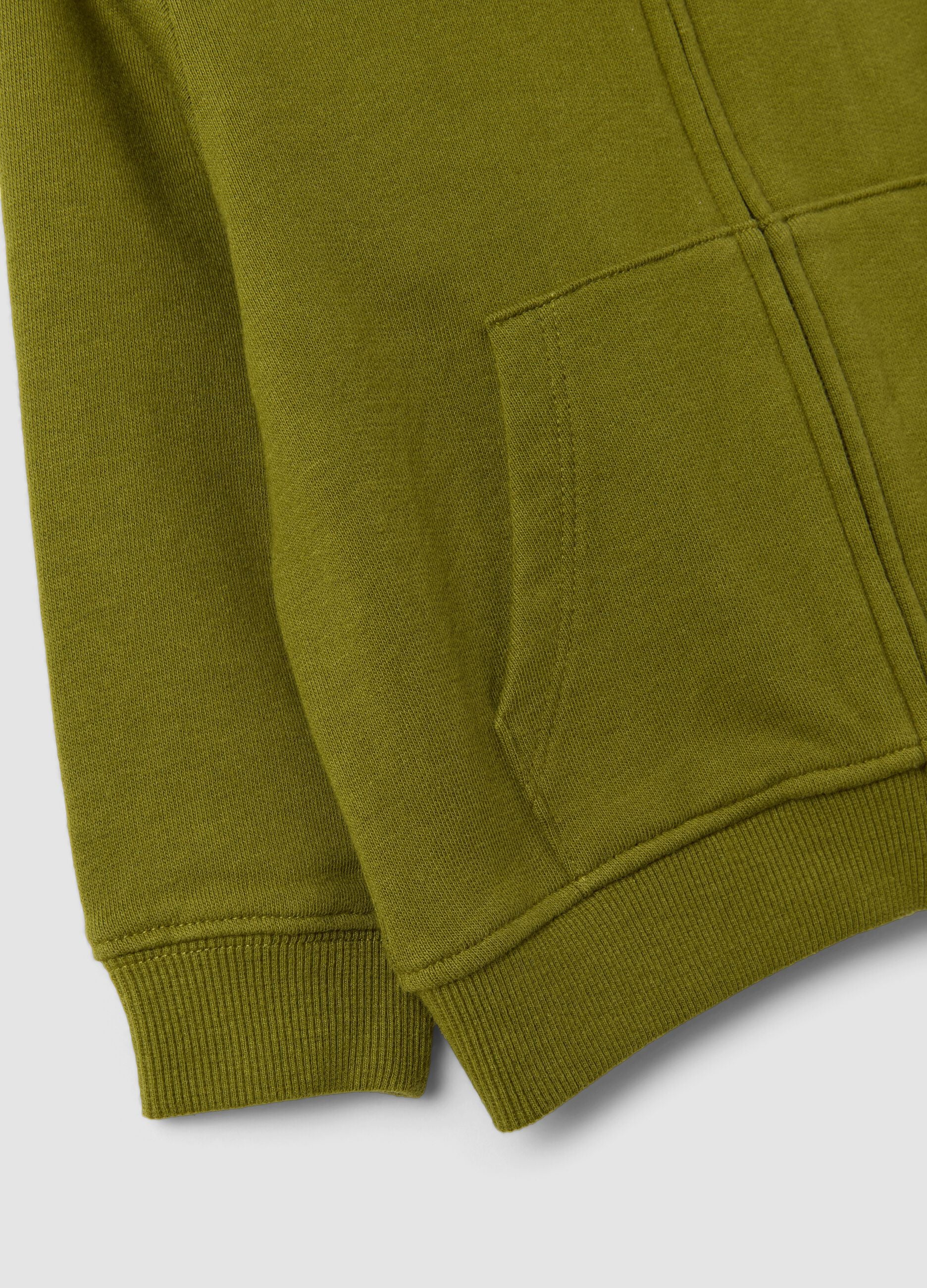 Sweatshirt verde com capuz em puro algod&atilde;o org&acirc;nico, corte regular, para menino