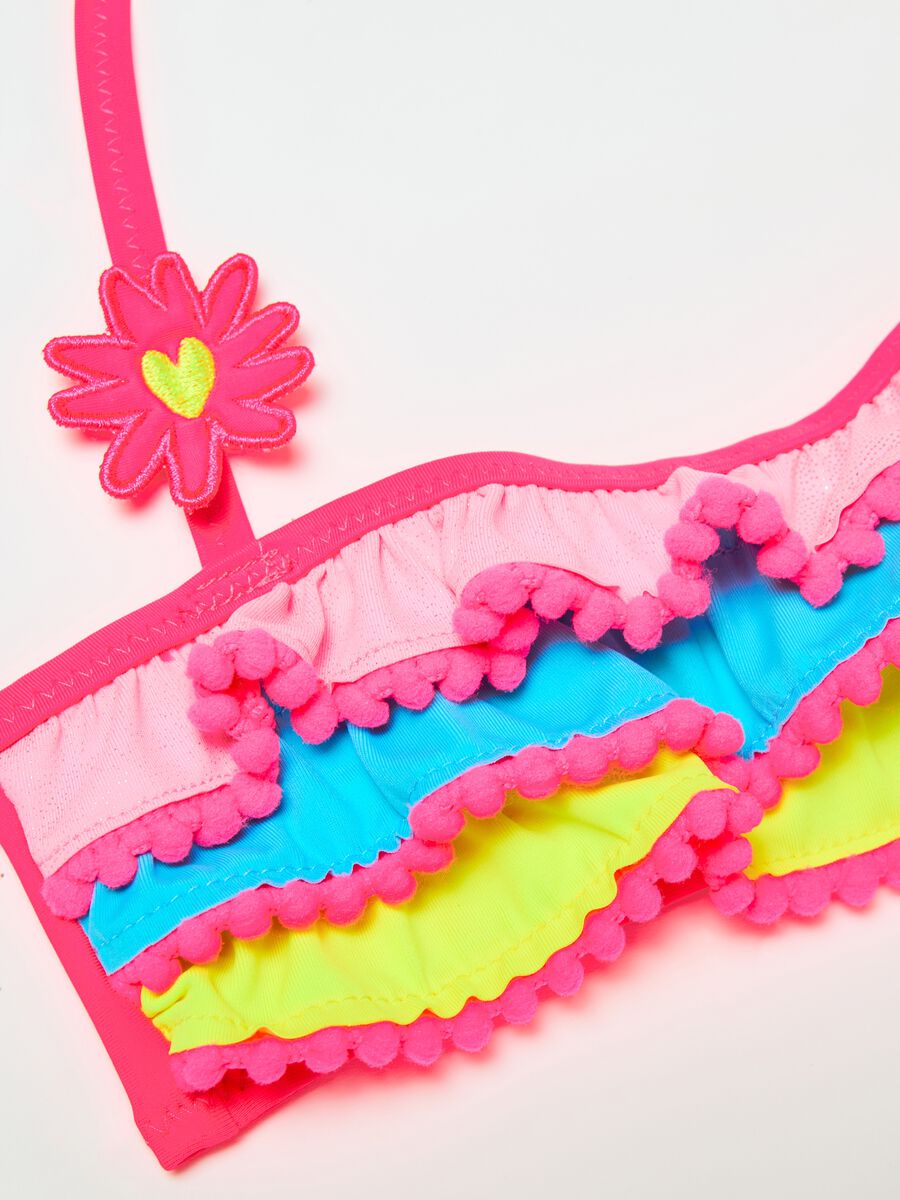 Multicoloured bikini with pompoms_1