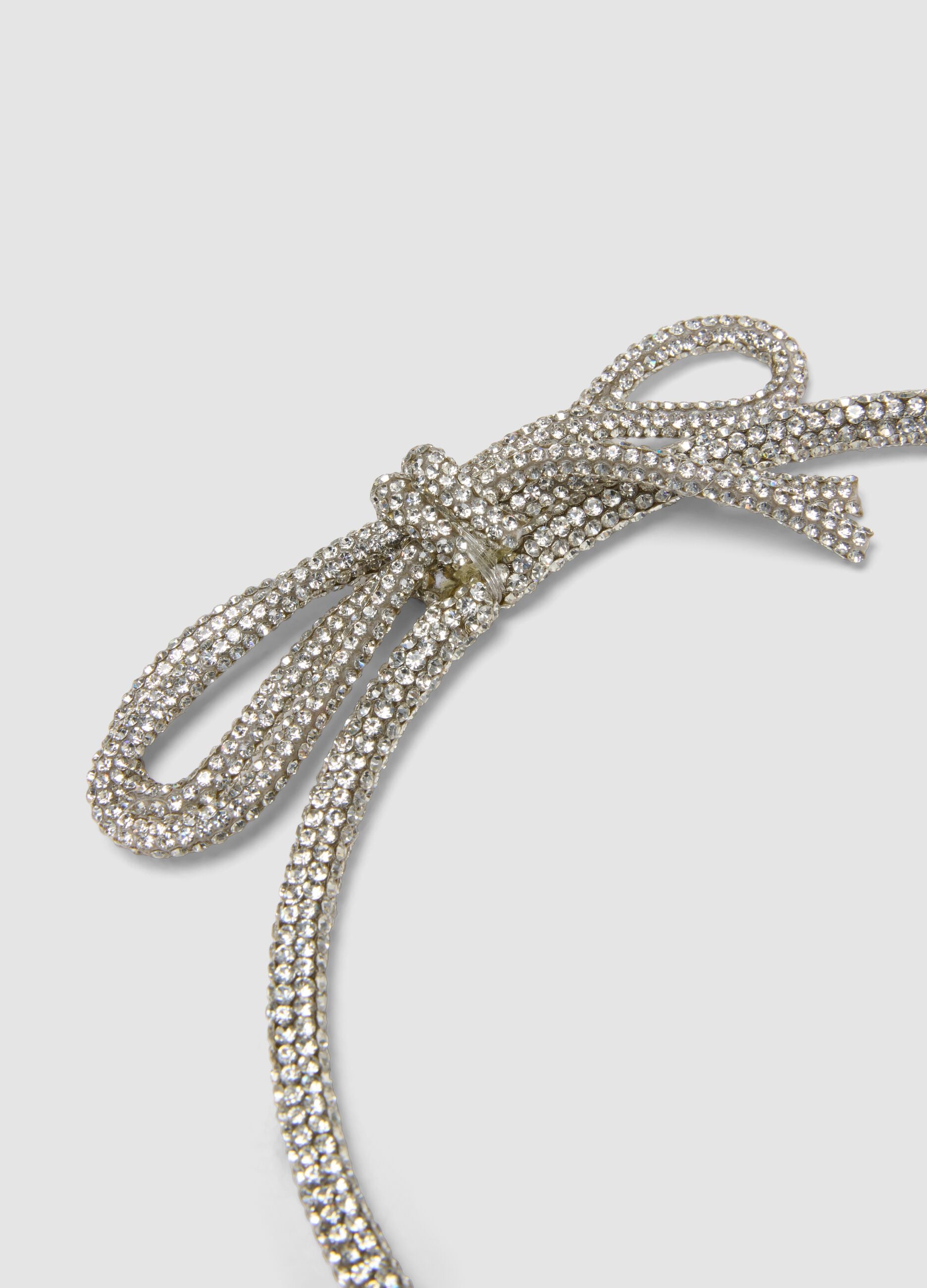 Bandolete cinzenta com strass e la&ccedil;o