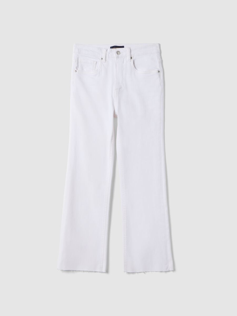 White Stretch Cotton Flare Jeans_0