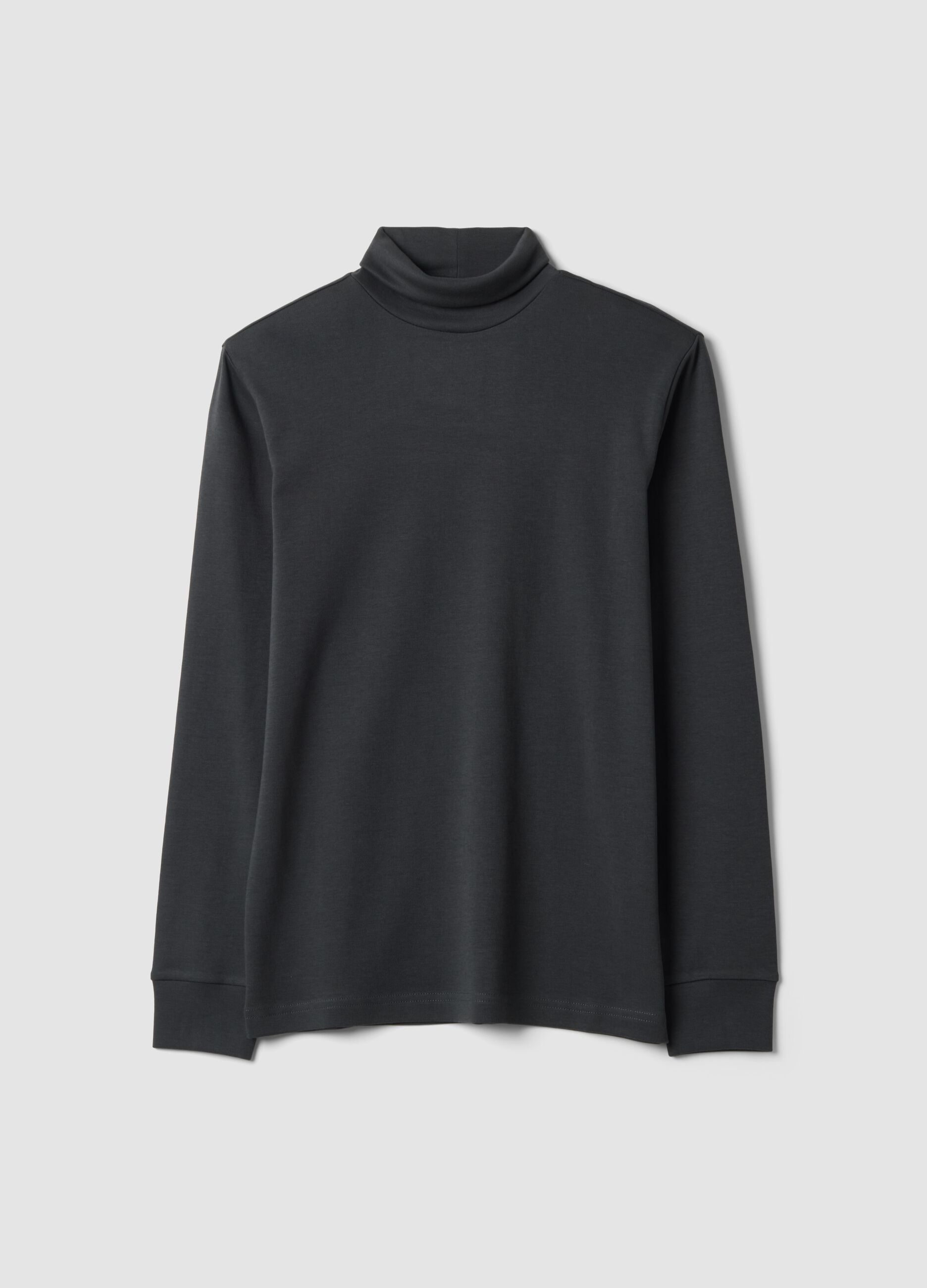 Maglia blu in puro cotone con dolcevita