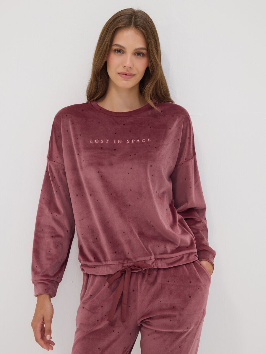 Rosafarbenes Pyjama-Sweatshirt aus Stretchmaterial mit Sternchen_1