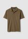 Brown regular fit linen and cotton blend polo_4