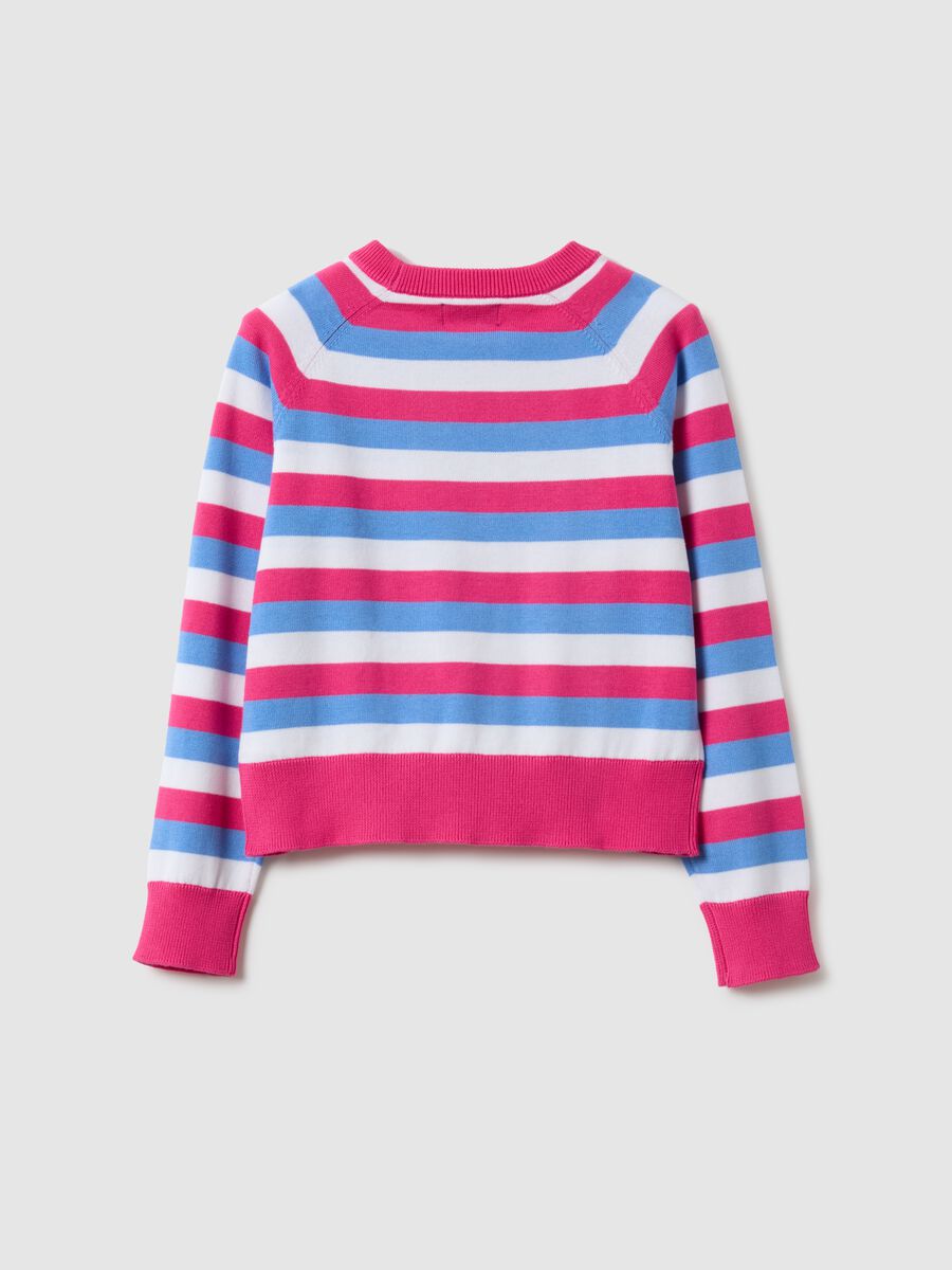 Girls' regular fit multicoloured striped pure cotton pullover_1