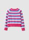 Girls' regular fit multicoloured striped pure cotton pullover_1