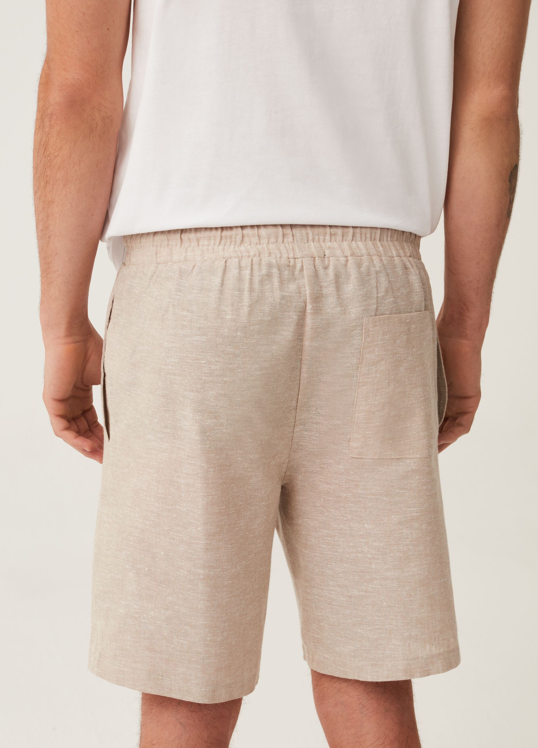 Short pyjama bottoms in linen and cotton_2