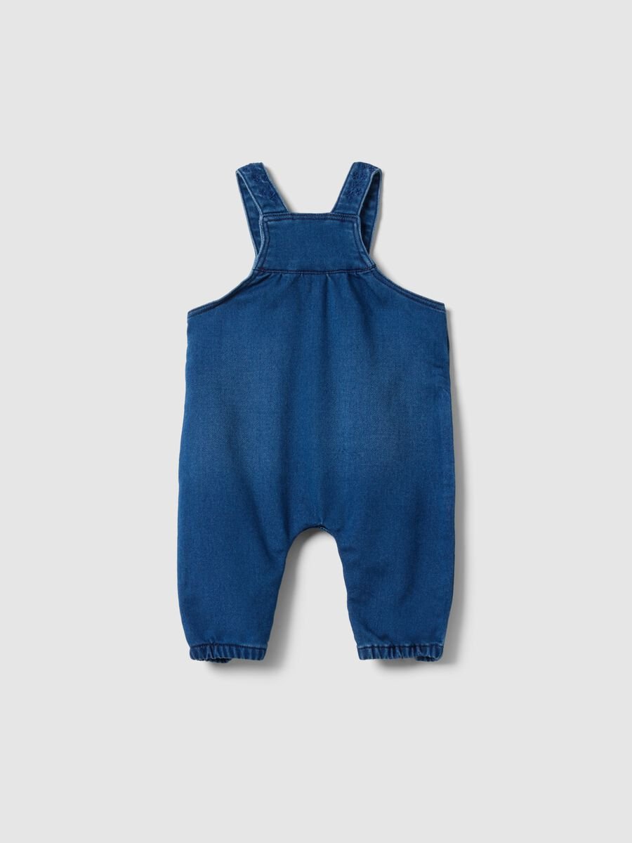 Blue stretchy cotton regular fit dungarees for babies_1