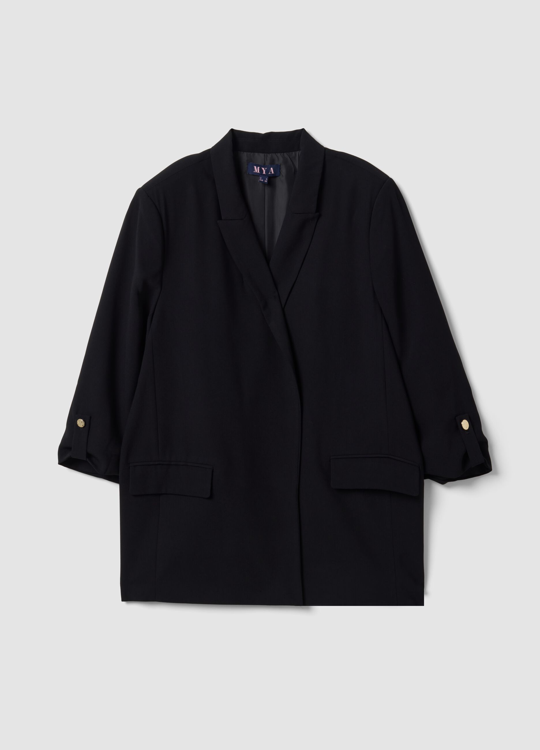 Black regular-fit blazer with lining and classic lapels