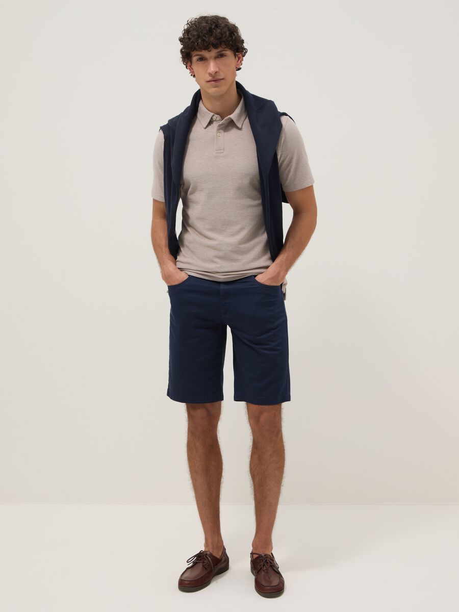 Blue stretch-cotton Bermuda shorts_0