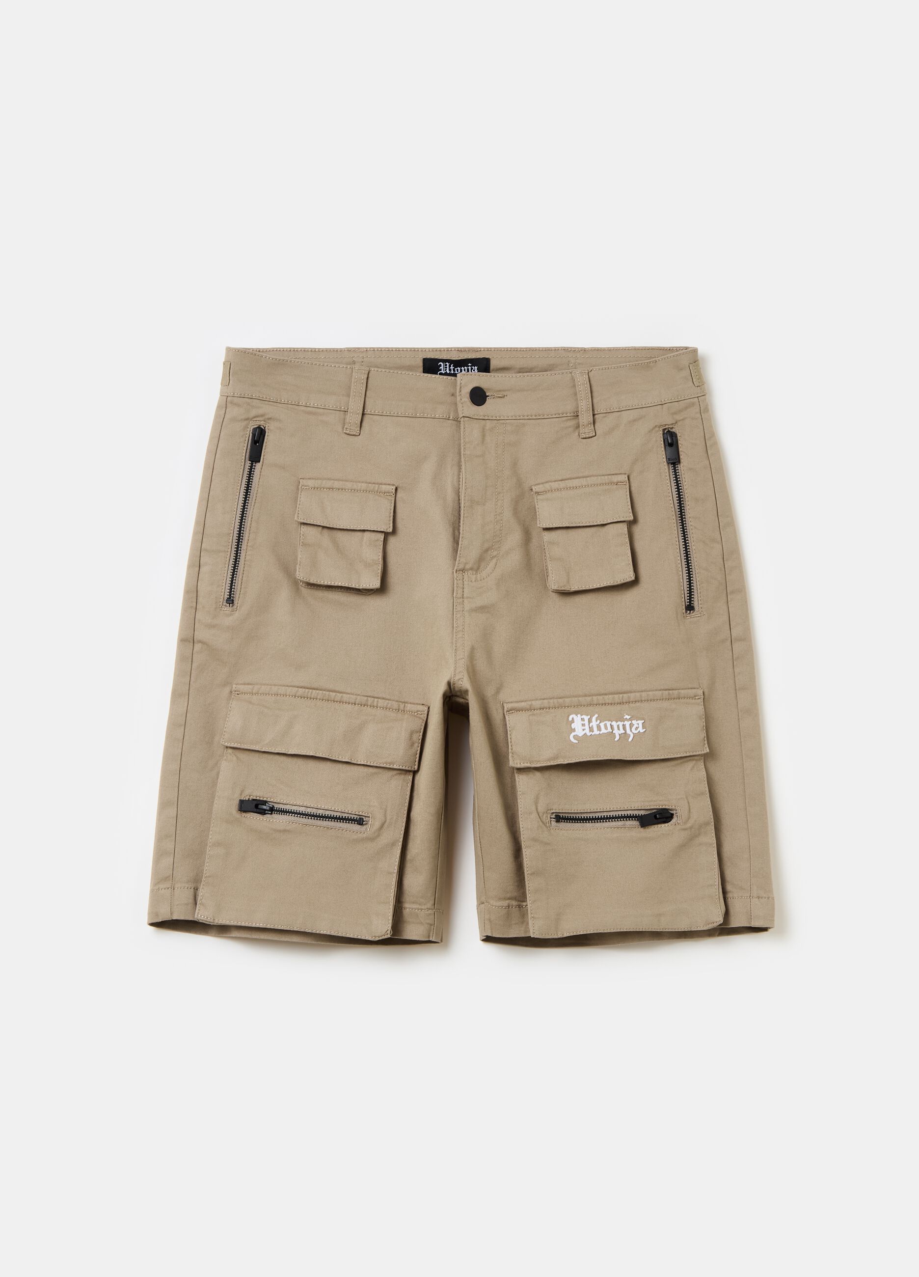UTOPJA FOR THE SEA BEYOND cargo Bermuda shorts with logo embroidery