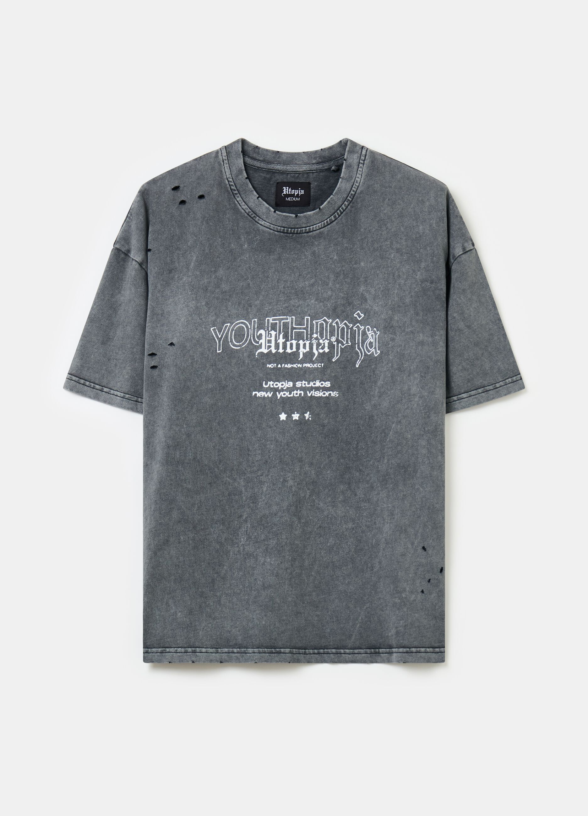 Distressed Graphic T-shirt Vintage Grey