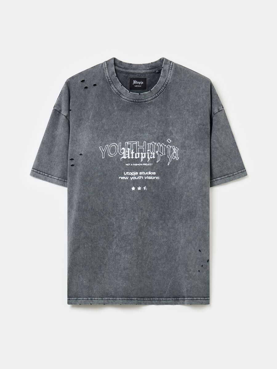 Distressed Graphic T-shirt Vintage Grey_0
