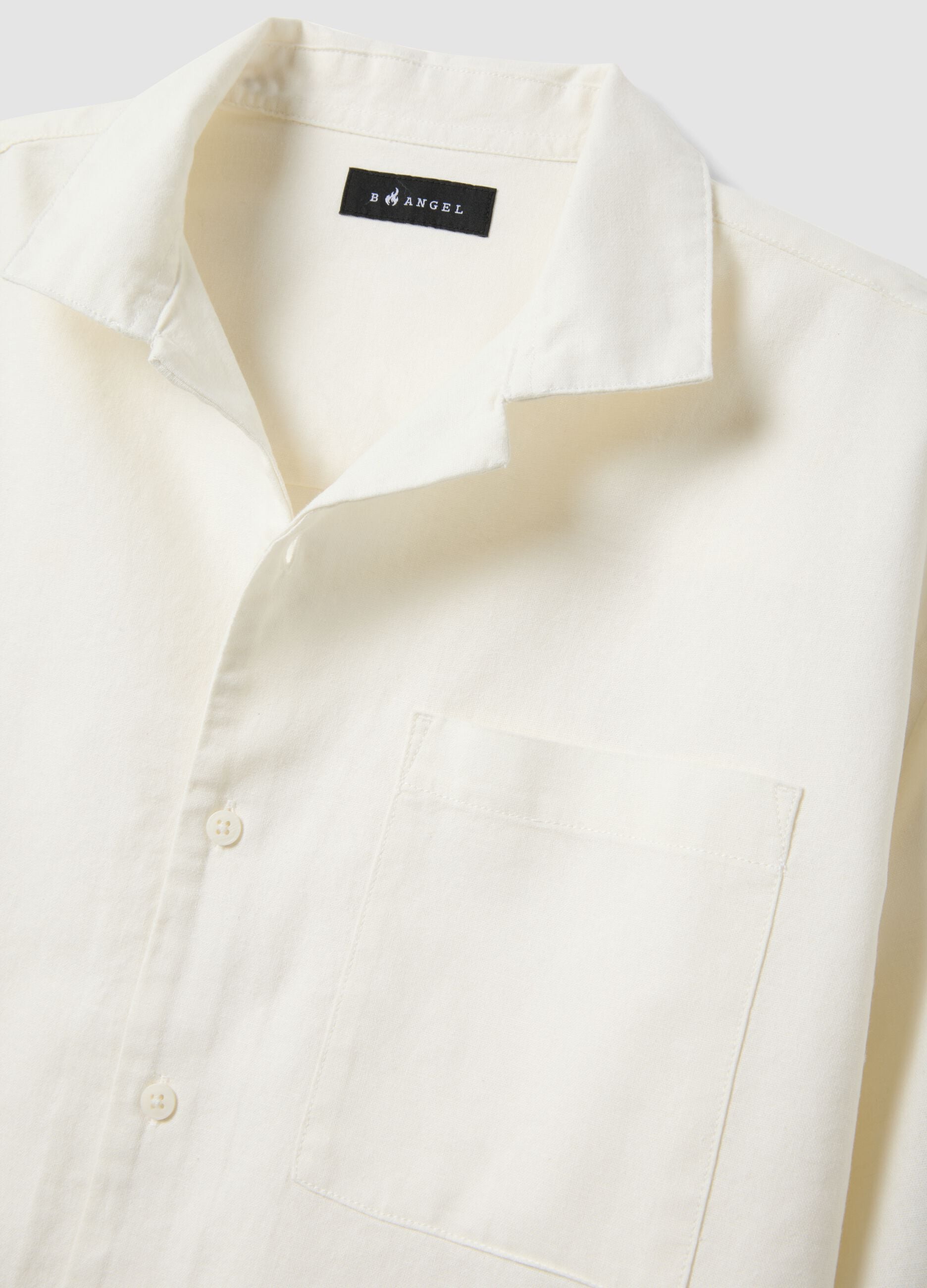White linen-cotton blend shirt