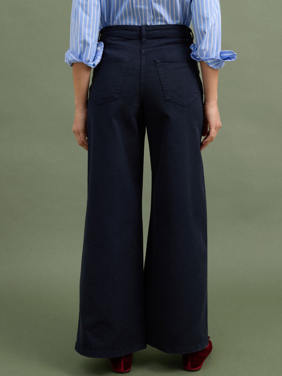 Navy stretch cotton wide-leg trousers_2