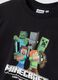 T-shirt preta em algod&atilde;o puro com decote redondo e estampado Minecraft &ndash; corte oversized_2