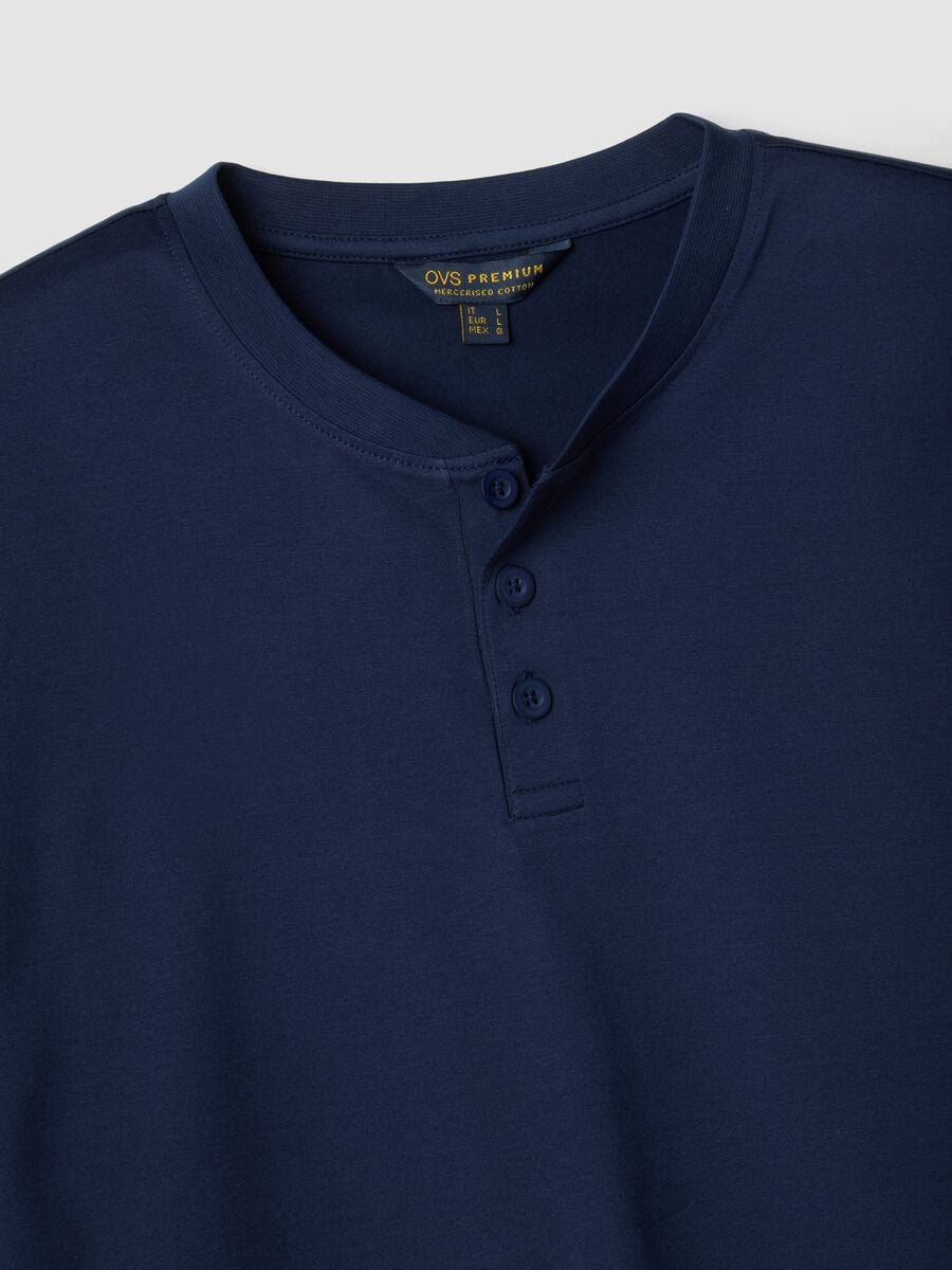 Blauer Pyjama aus reiner Bio-Baumwolle mit Serafino-Ausschnitt, Regular Fit_5