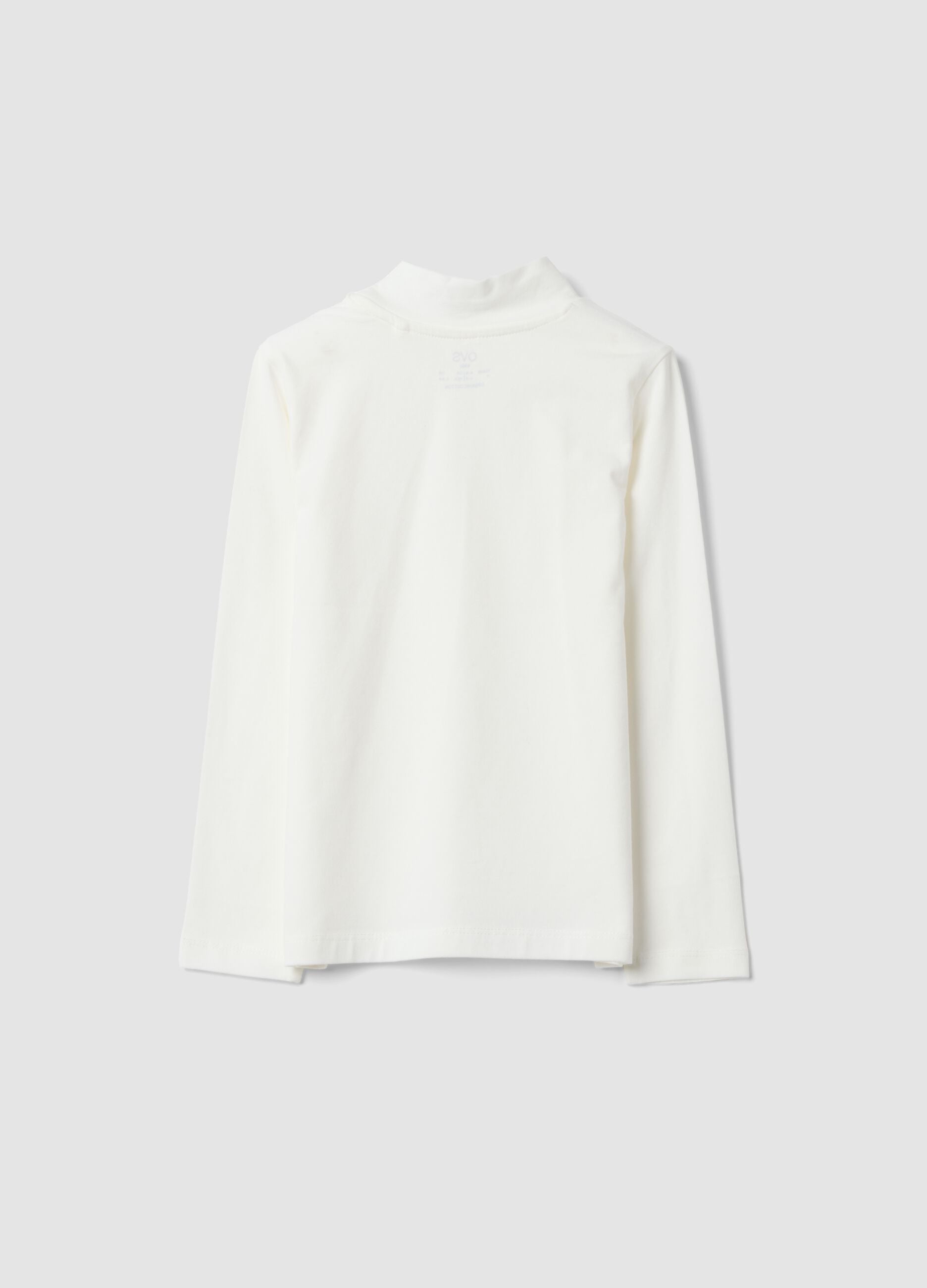 Wei&szlig;es Langarmshirt aus elastischer Bio-Baumwolle mit Rundhalsausschnitt