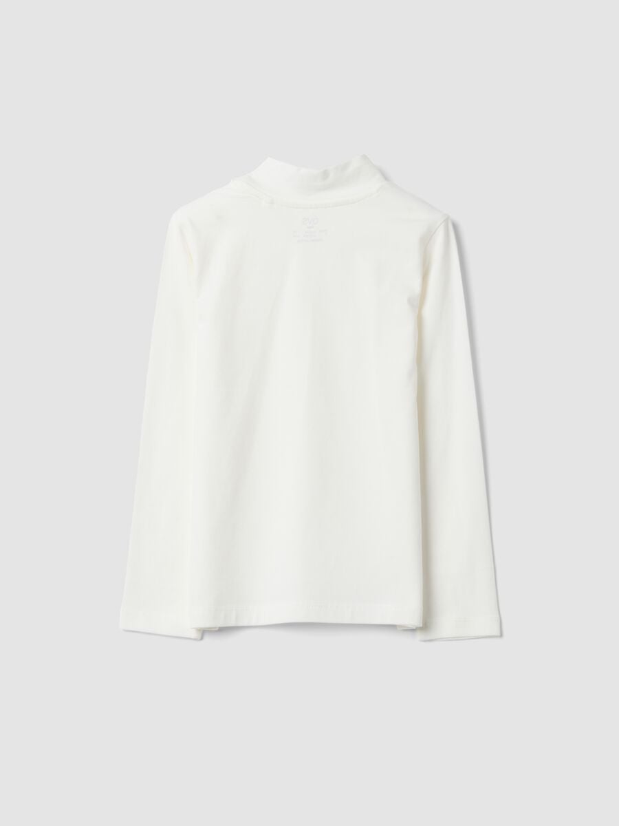 White long-sleeve stretch organic cotton crew-neck top_1