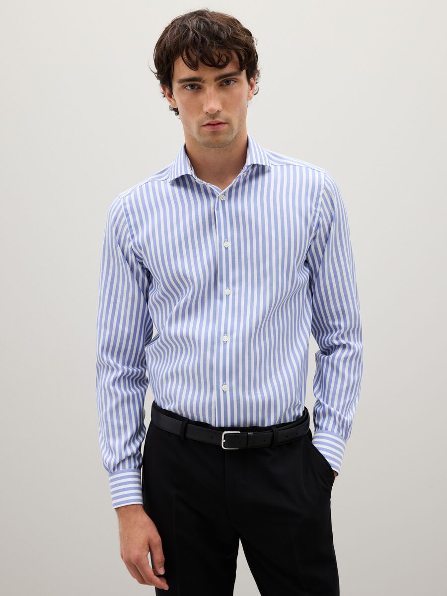 Slim fit pure cotton striped shirt_1