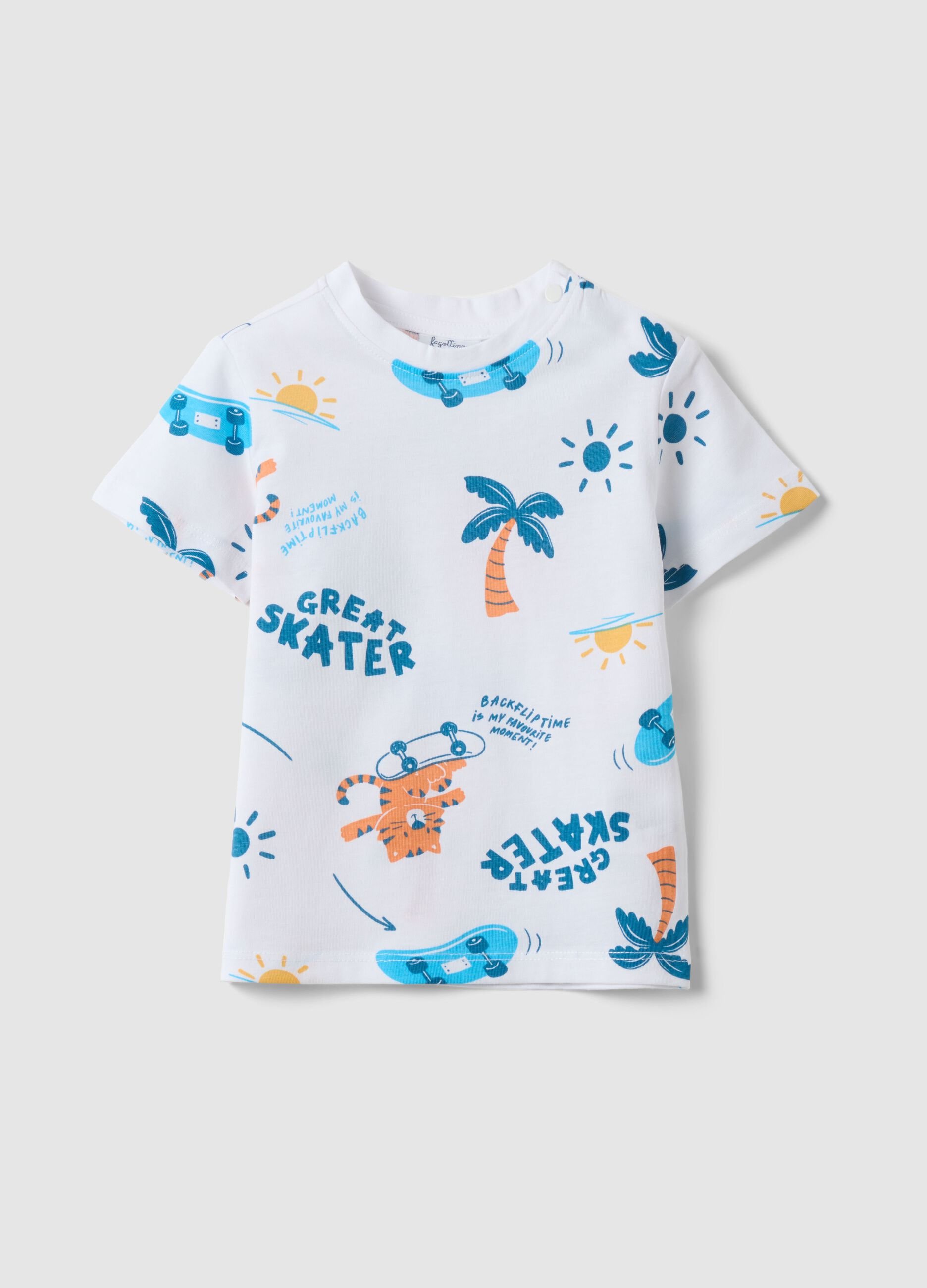 Multicolor pure cotton children's regular fit t-shirt with prints