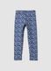 Leggings blu skinny in cotone organico elasticizzato con fantasia a cuori_0