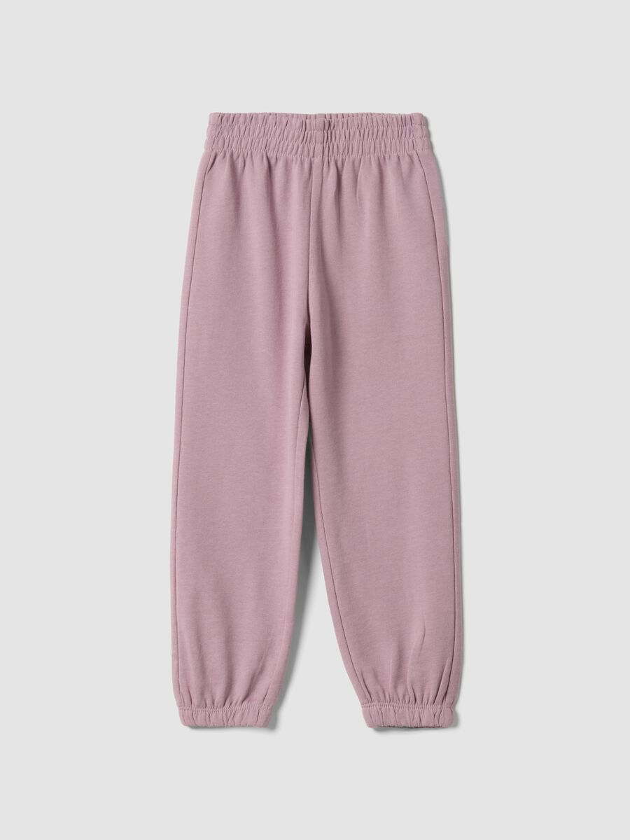 Pink pure cotton girls&rsquo; jogger trousers, regular fit_0