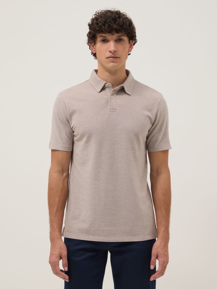 Pink short-sleeve polo shirt in pure cotton_1