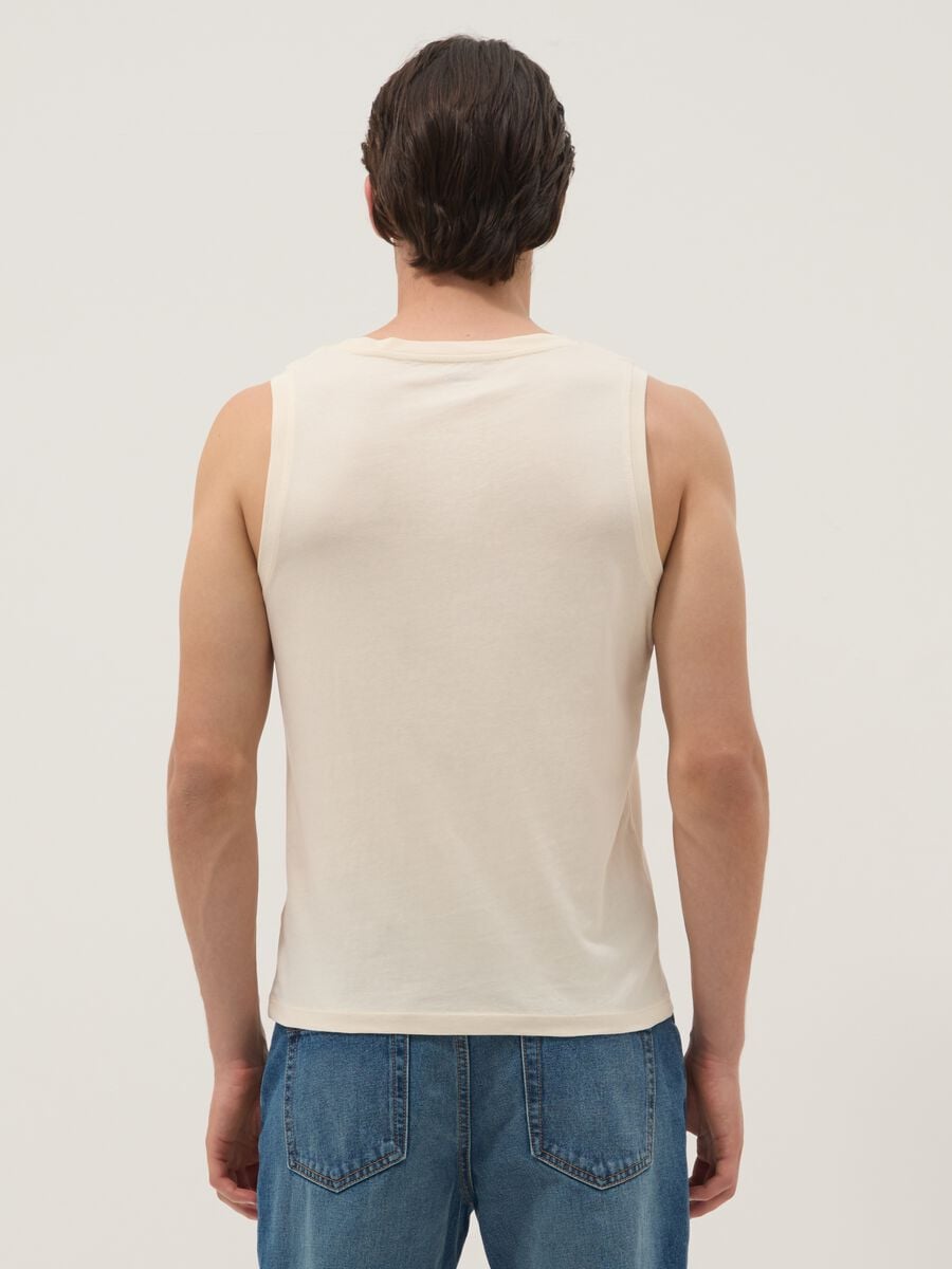 Canotta girocollo beige in puro cotone regular fit_3
