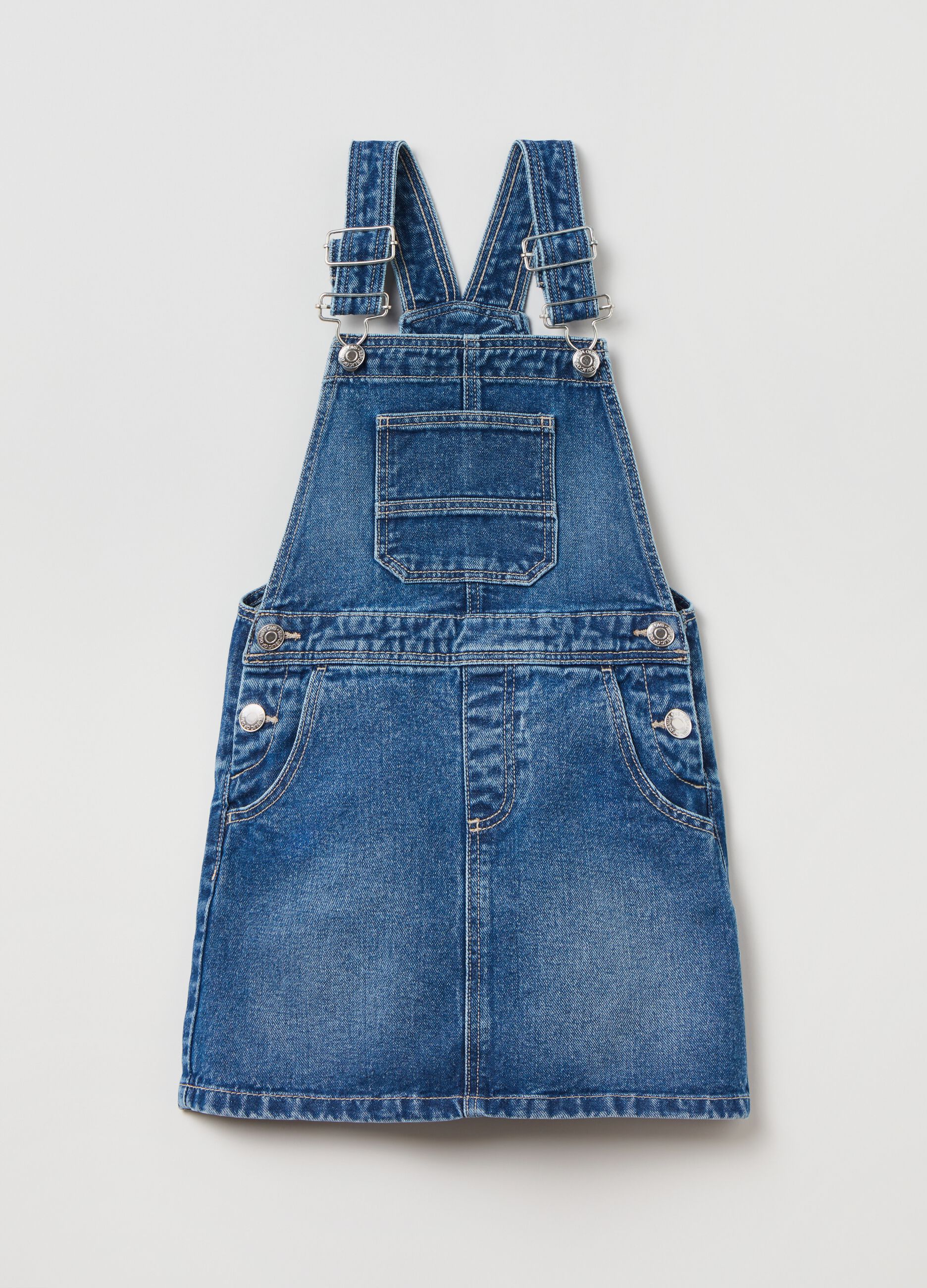 Dungaree dress in denim with pockets