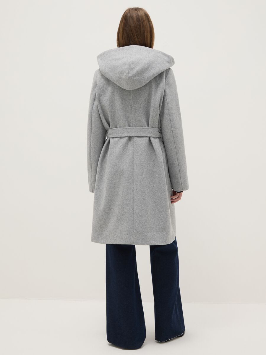 Grey single-breasted regular fit coat with belt_2