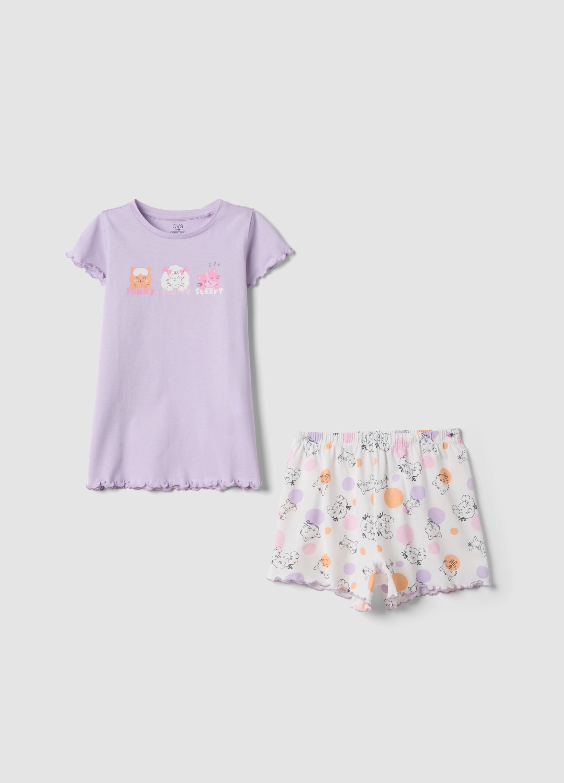 Girls&rsquo; multicolour organic cotton pyjamas with printed design