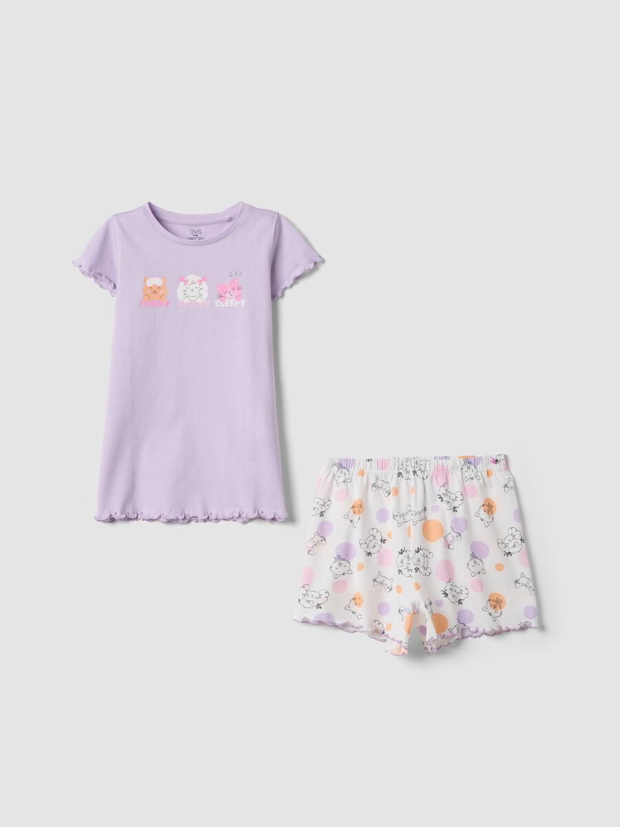 Girls&rsquo; multicolour organic cotton pyjamas with printed design_0