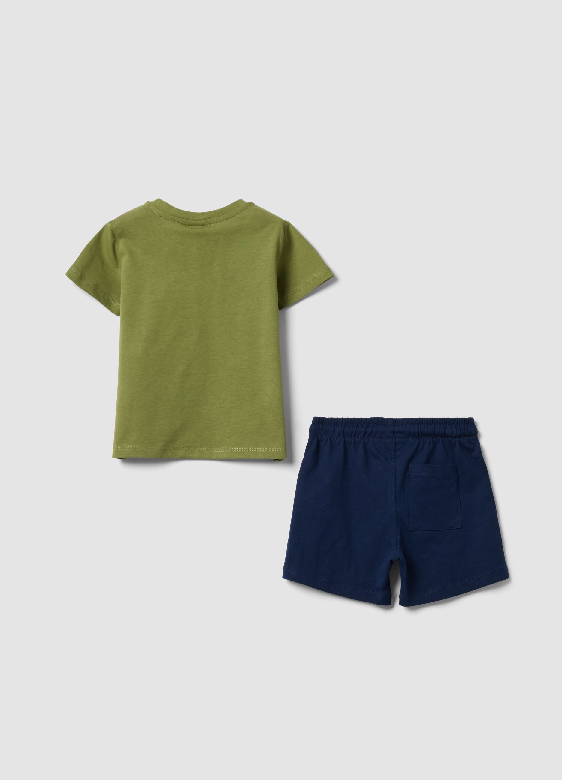 Blue and green pure cotton set for baby boys, regular fit