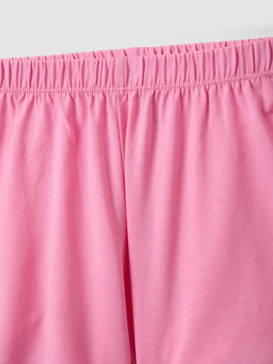 Pink short pyjamas in pure organic cotton for girls with prints_3