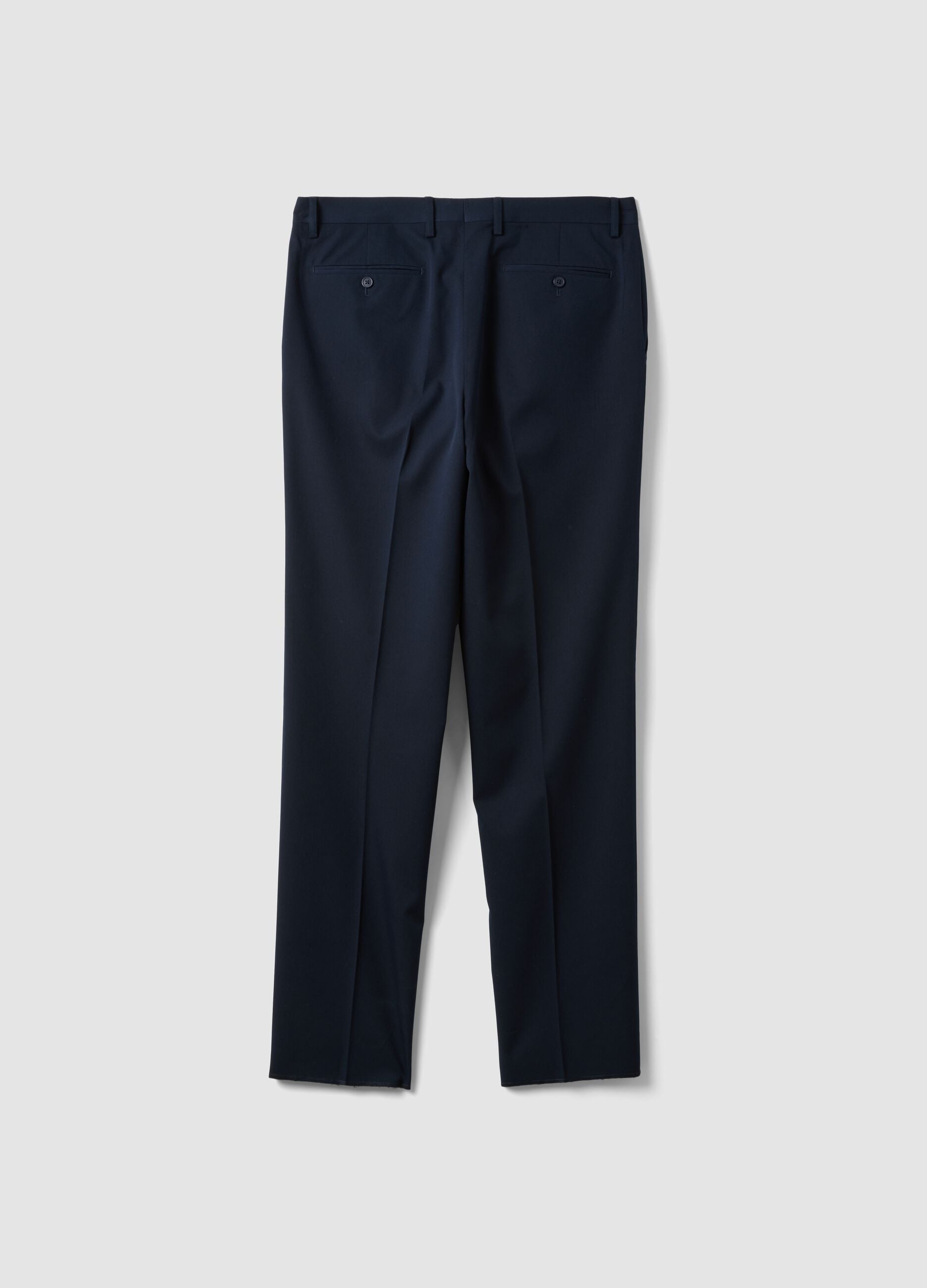 Blue formal regular-fit stretch viscose trousers