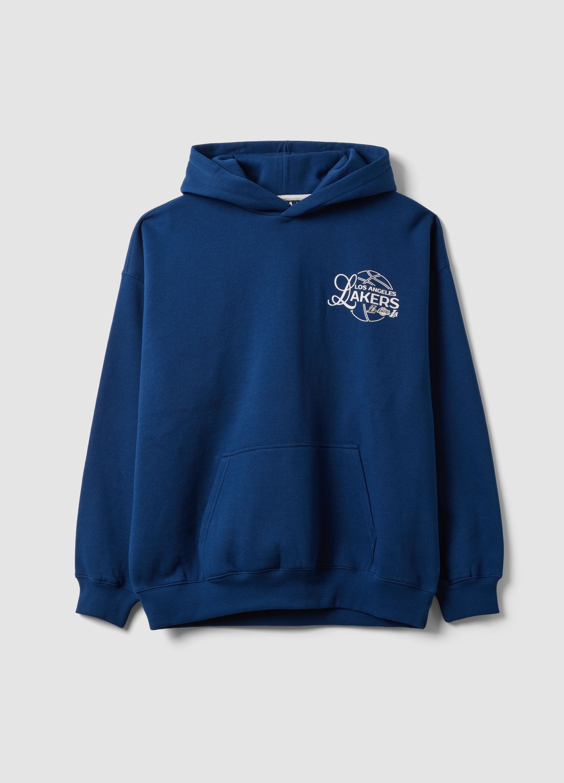 Sweatshirt azul com capuz em mistura de algod&atilde;o com estampado Lakers
