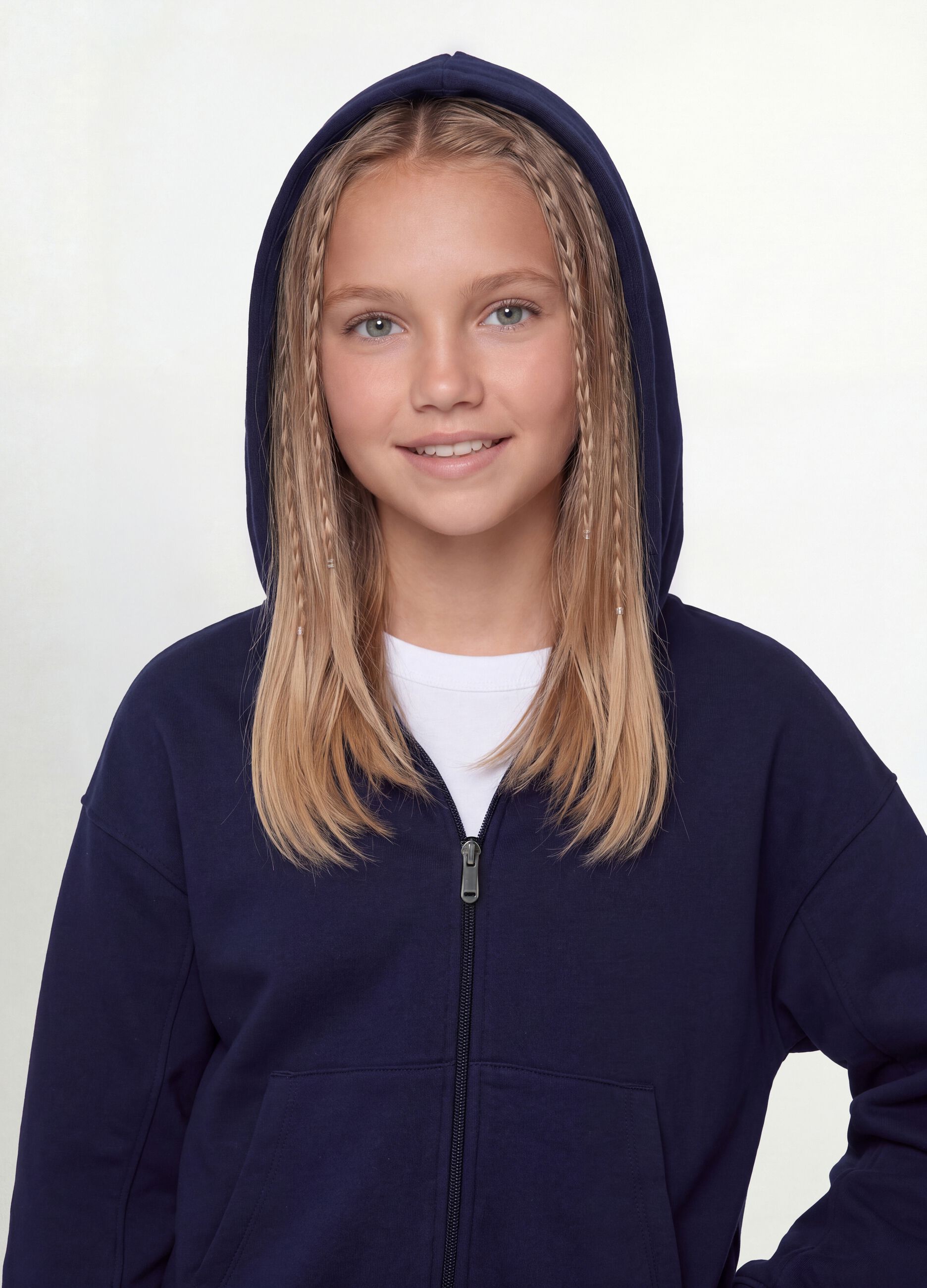Blue organic cotton hooded sweatshirt