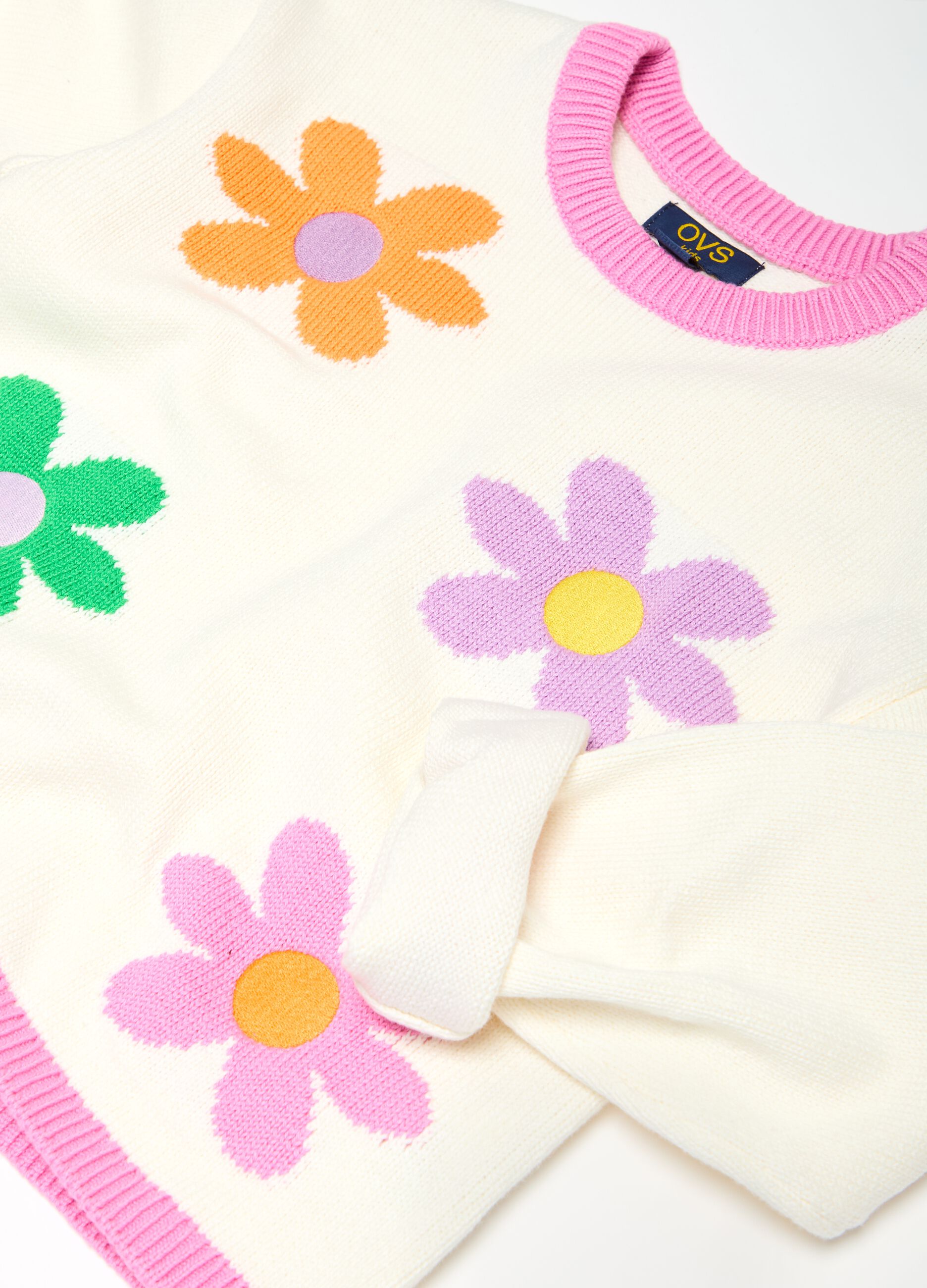 Jersey de algodón con flores jacquard
