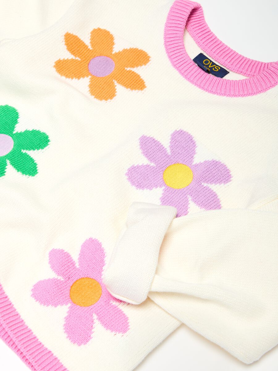 Cotton pullover with jacquard flowers_2