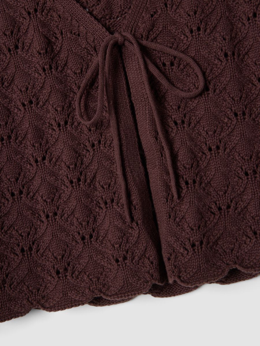 Braune Weste aus reiner Baumwolle im Regular Fit mit Bindeb&auml;ndern und tiefem V-Ausschnitt_5