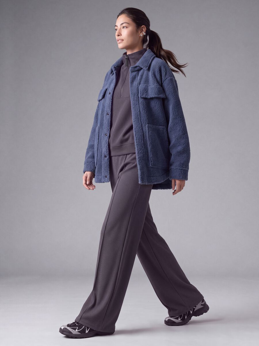 Blue sherpa shacket with buttons, relaxed fit &ndash; ALTAVIA STUDIO_0