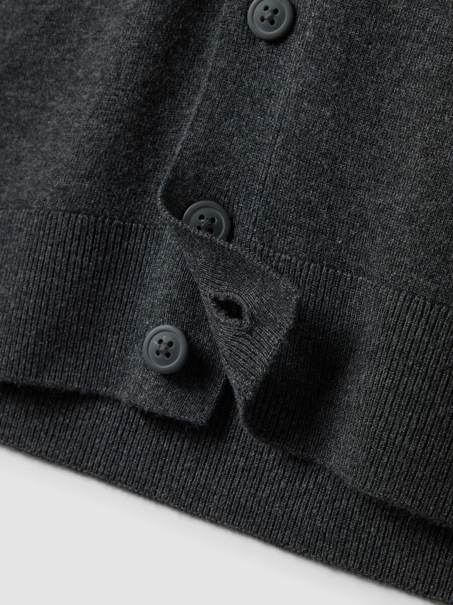 Colete cinzento em mistura de viscose com decote em V profundo regular fit_2