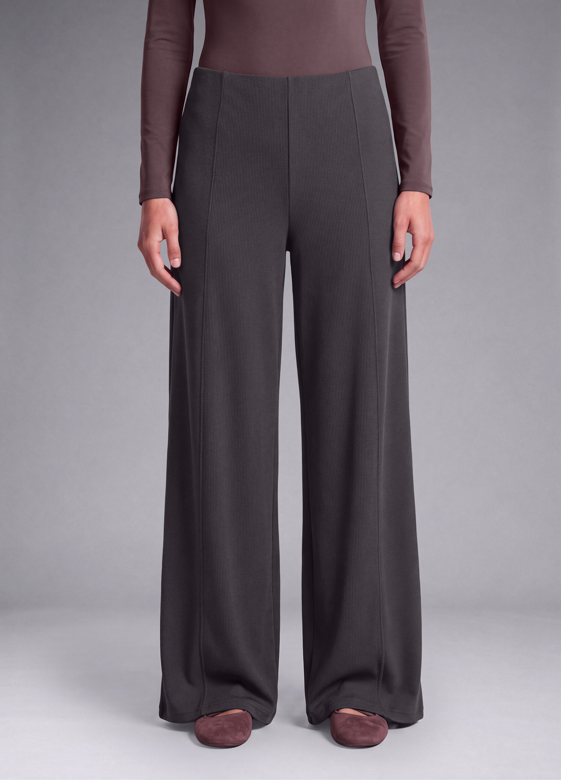Grey wide-leg stretch modal trousers ALTAVIA STUDIO