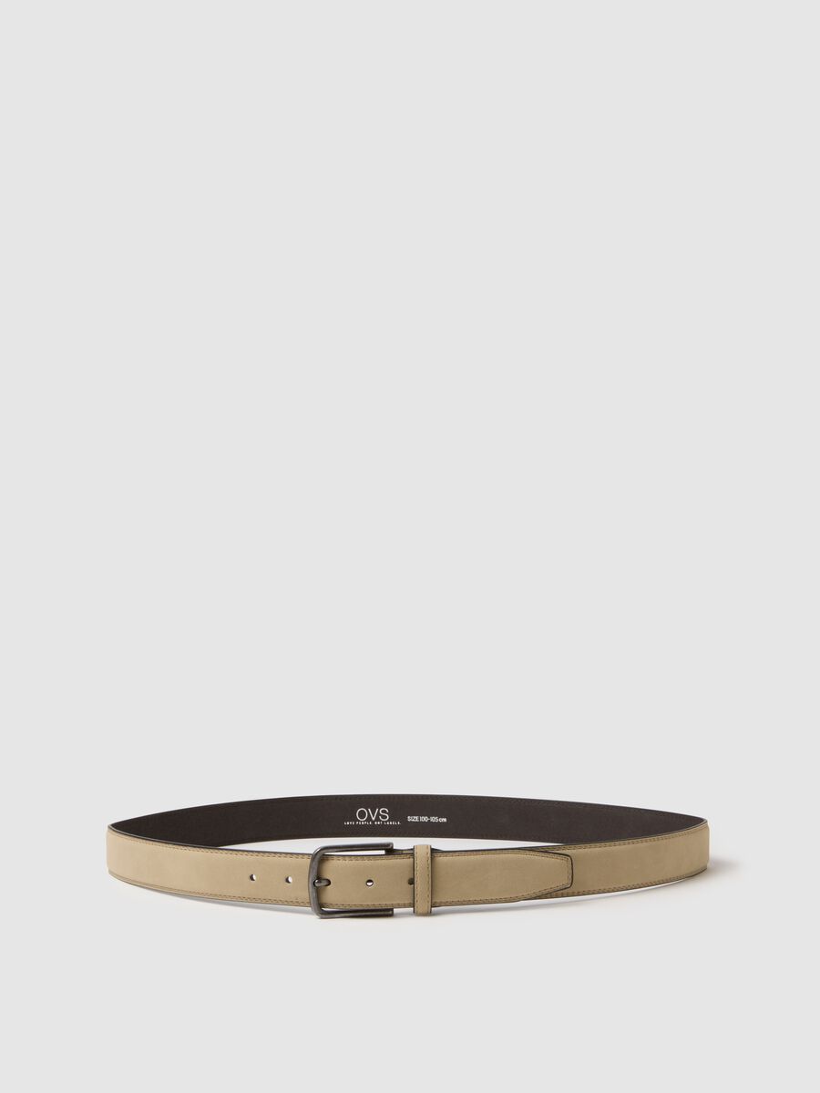 Beige Belt with Classic Buckle_0