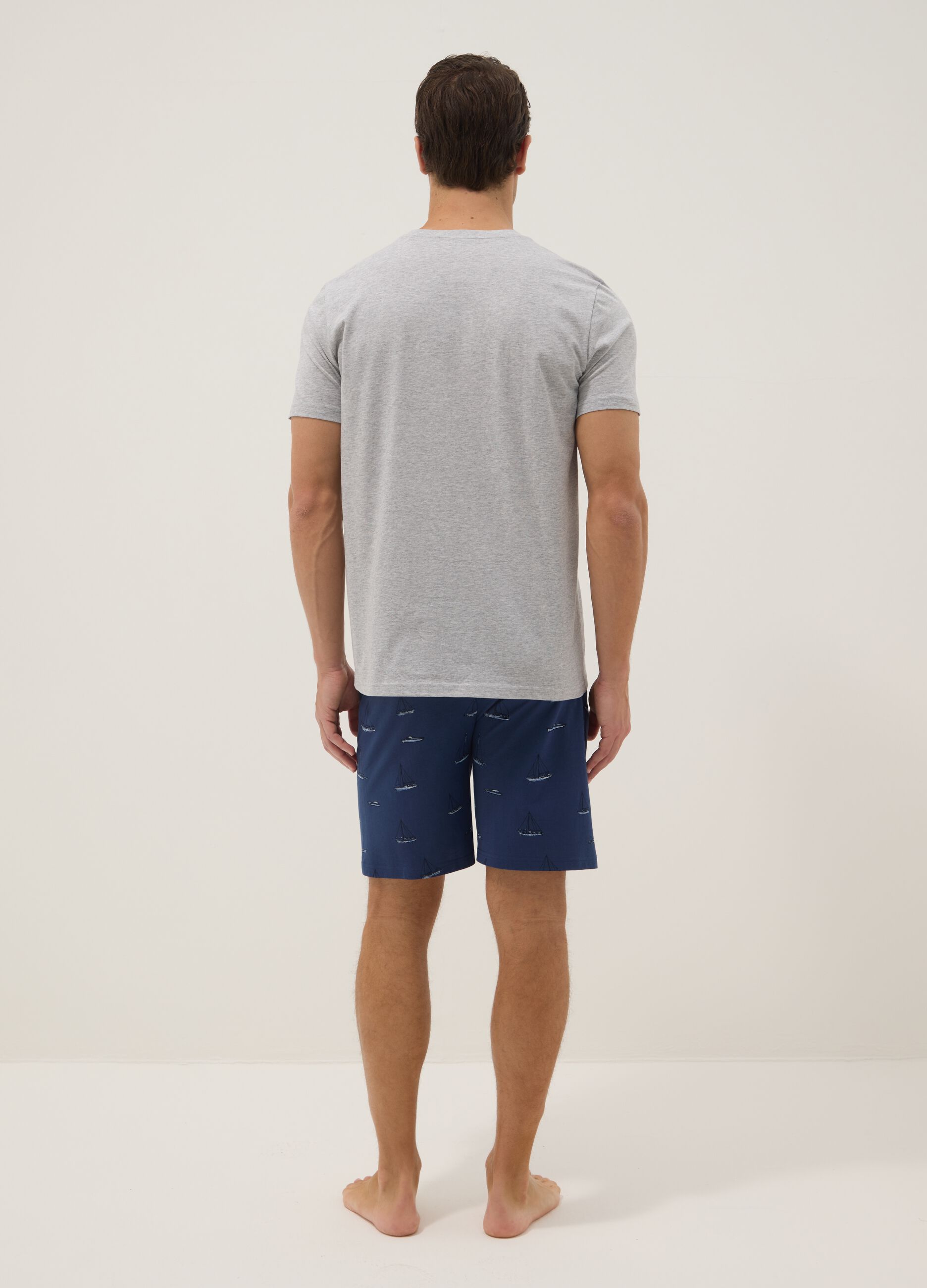 Multicoloured regular fit pyjamas in pure organic cotton with prints