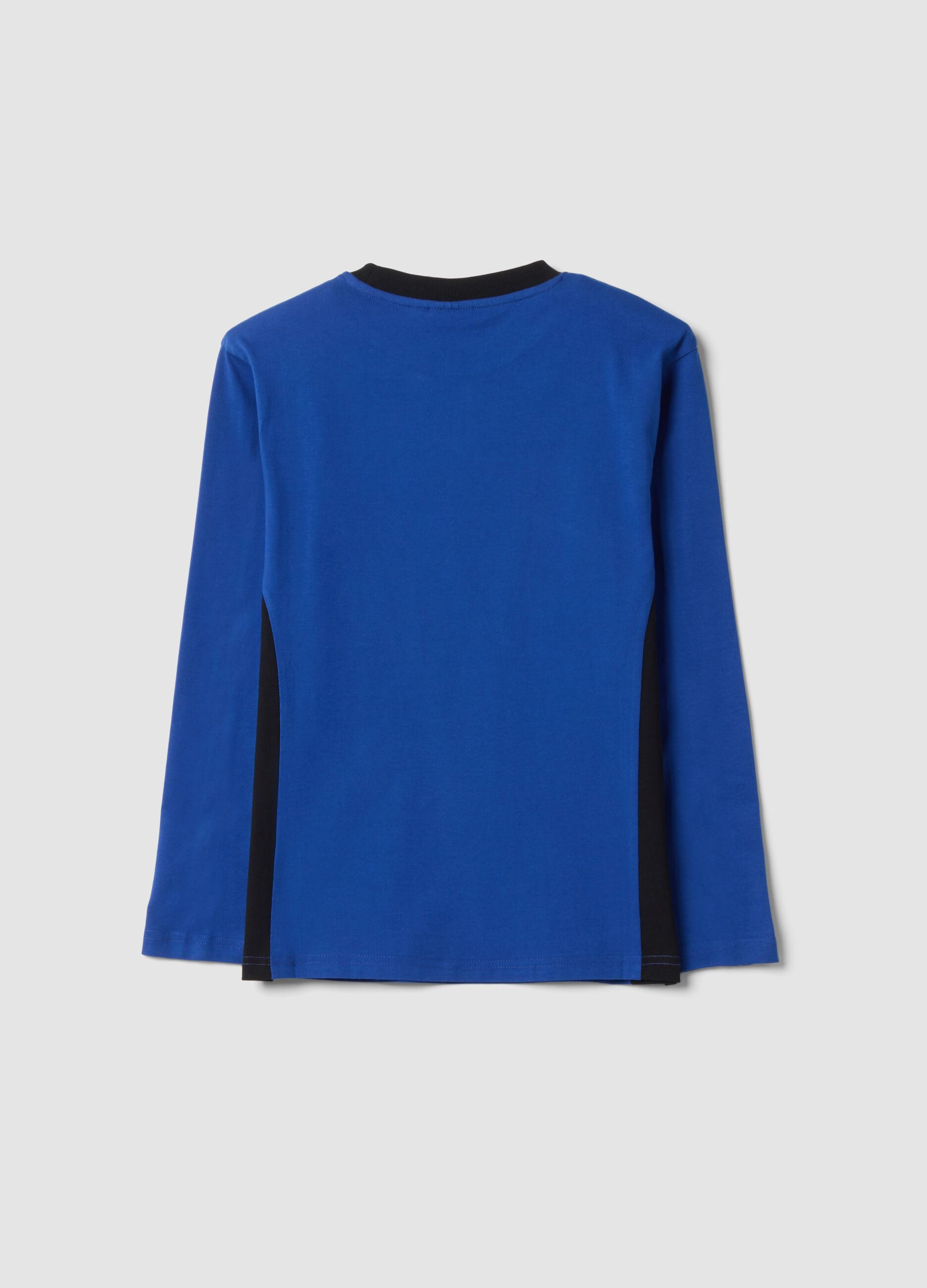 Blue crew-neck pure cotton PlayStation T-shirt, relaxed fit