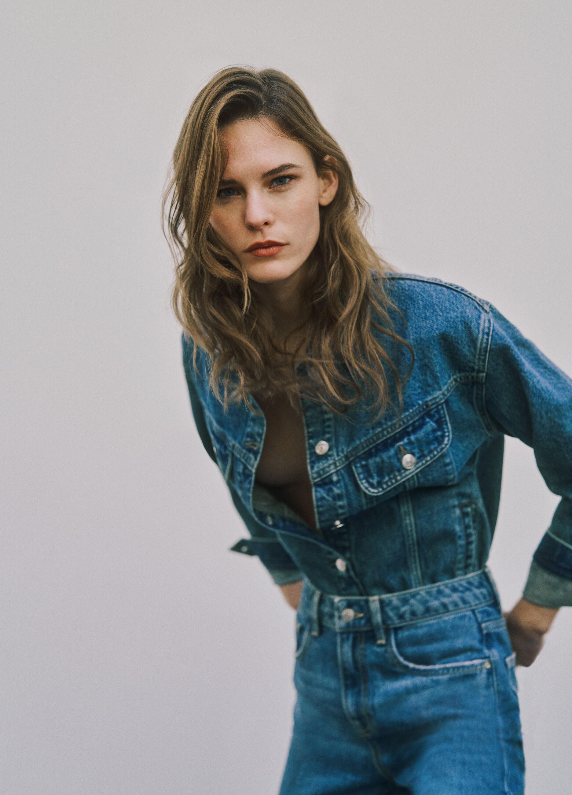 Blue regular fit pure cotton denim jacket