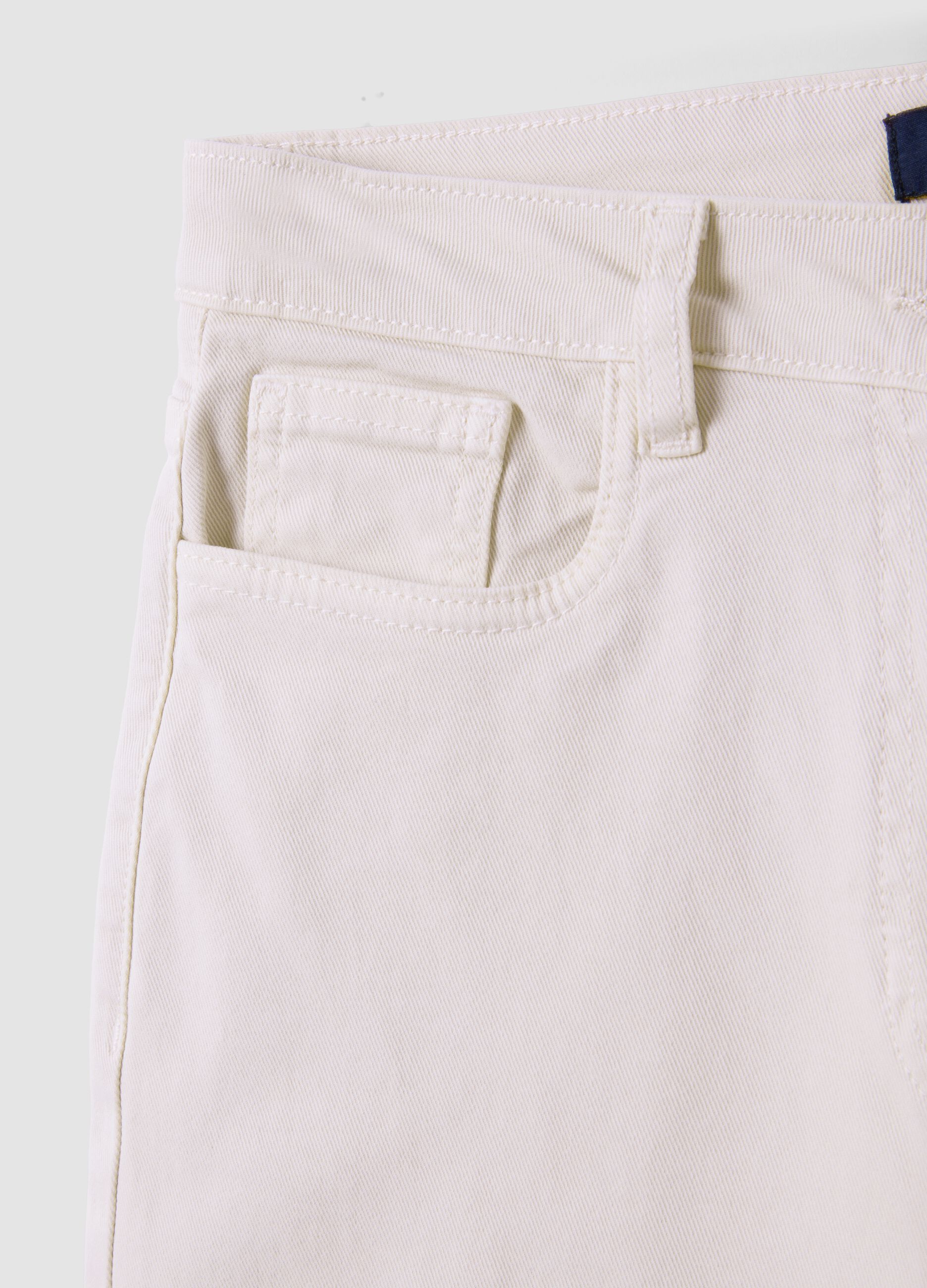 White stretch cotton wide-leg trousers