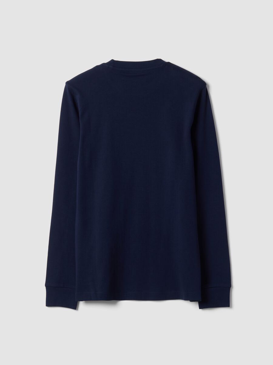 T-shirt blu in puro cotone girocollo regular fit_2