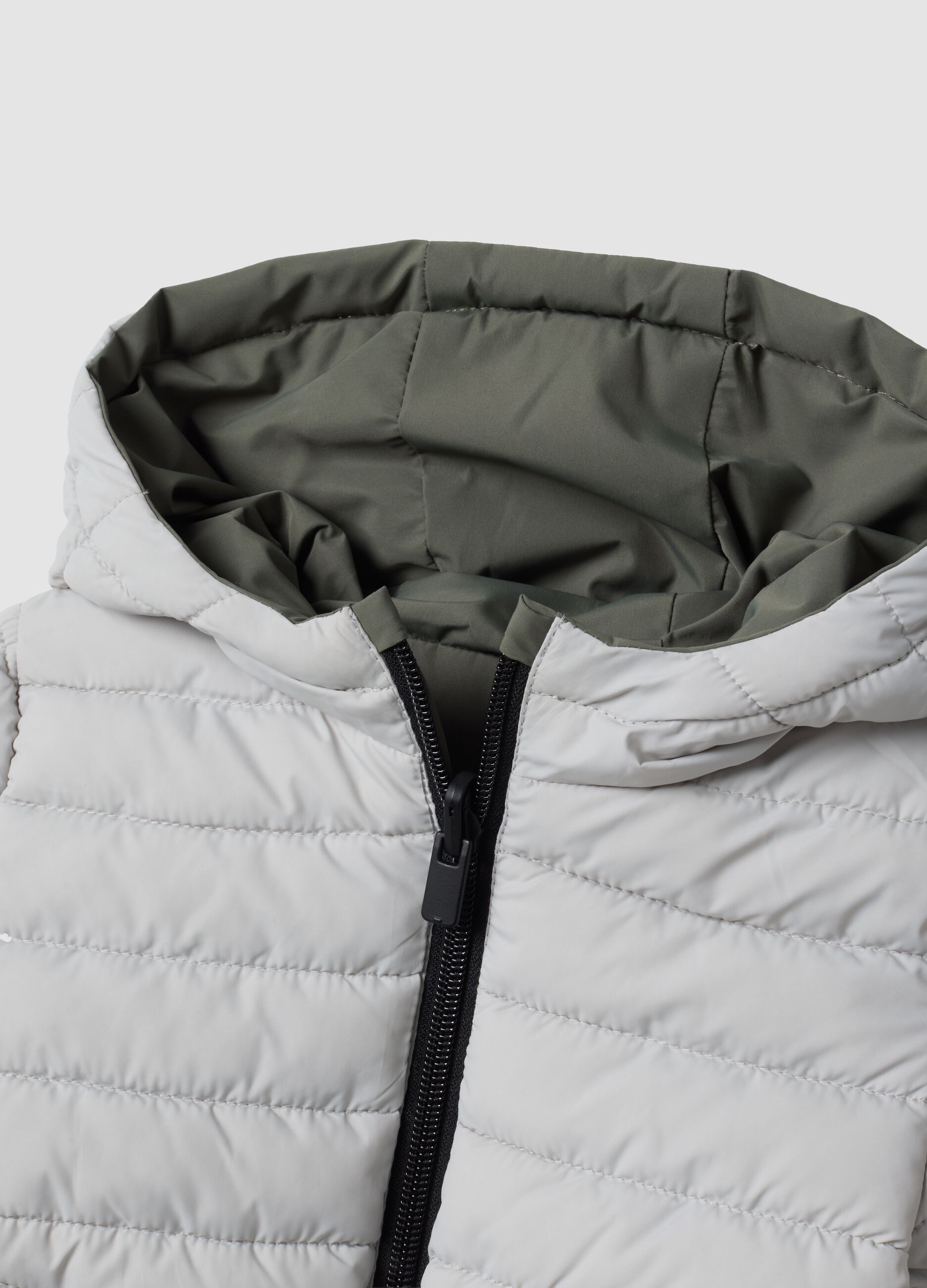 Giacca Ultralight reversibile grigia con cappuccio e zip per bimbo